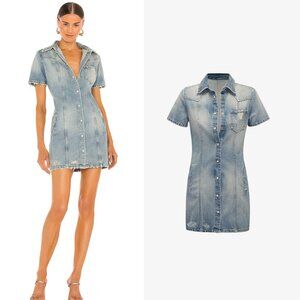 Ser.O.Ya Anne Pearl Snap Denim Mini Dress Small